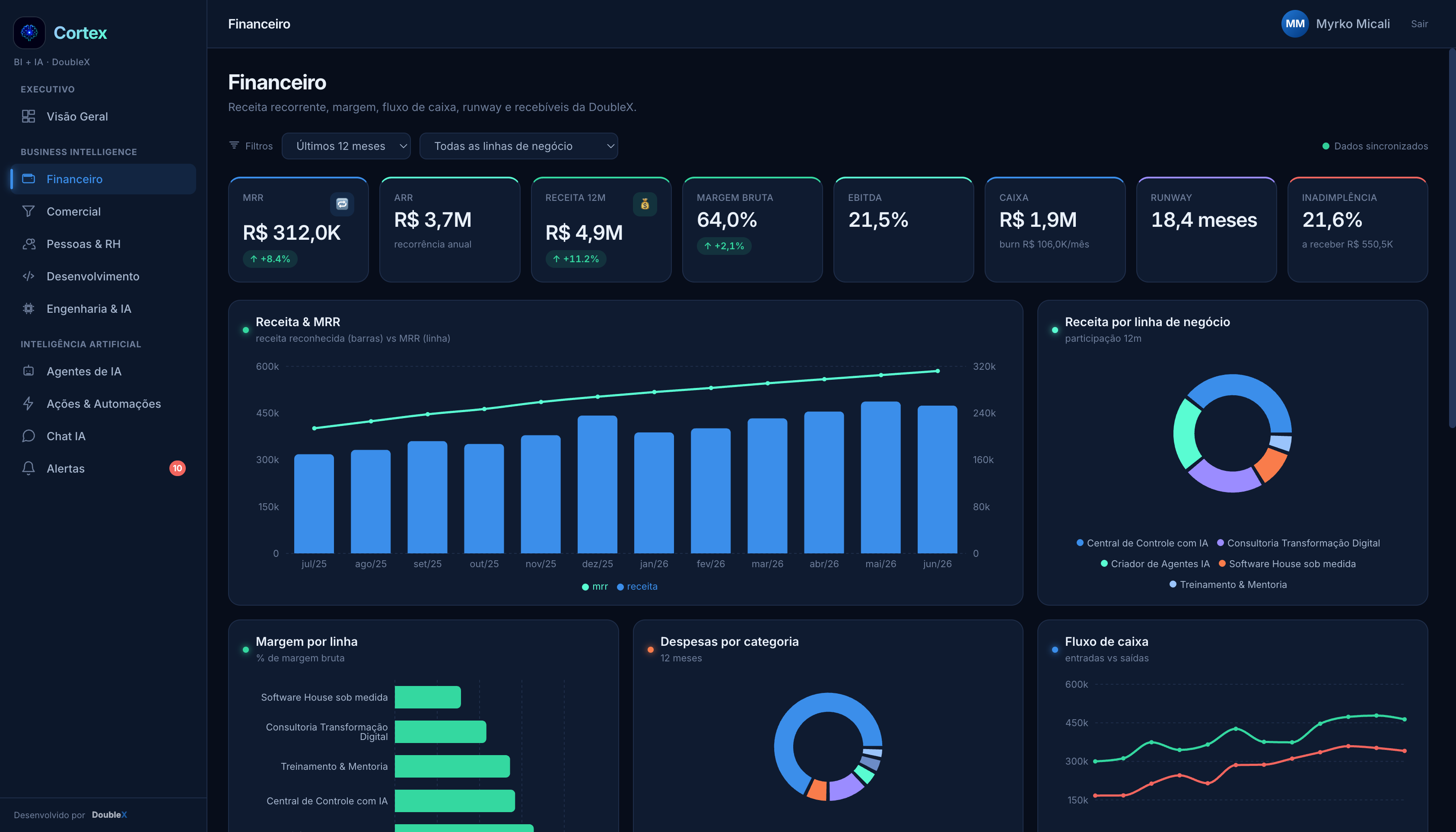 Cortex, Business Intelligence: painel financeiro